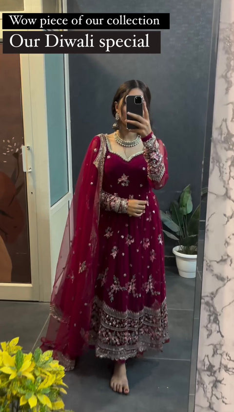 Printed Rayon Blend Stitched Anarkali Gown