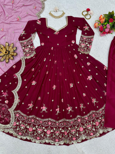 Printed Rayon Blend Stitched Anarkali Gown