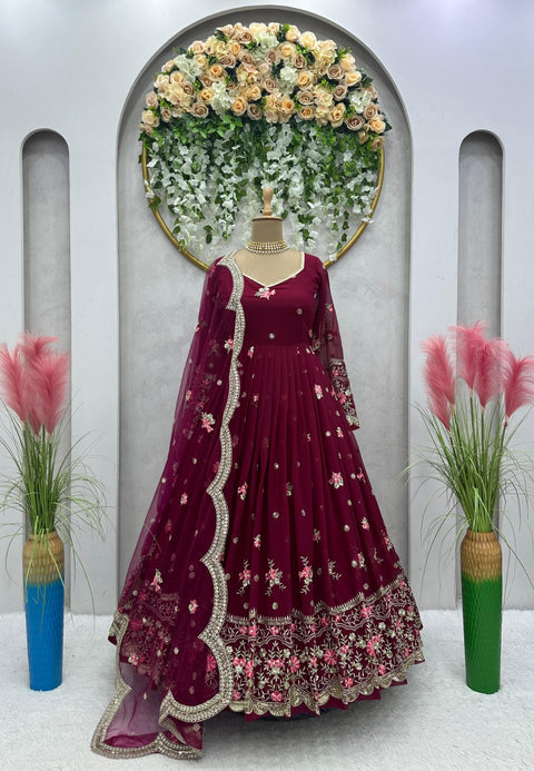 Printed Rayon Blend Stitched Anarkali Gown