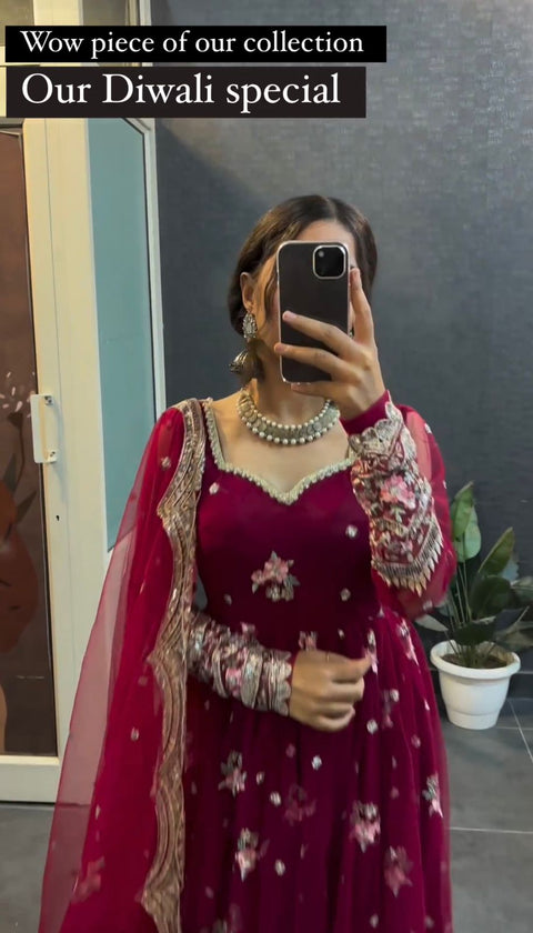 Printed Rayon Blend Stitched Anarkali Gown