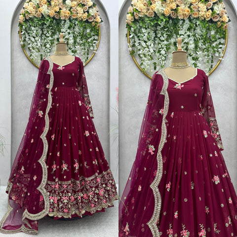 Printed Rayon Blend Stitched Anarkali Gown