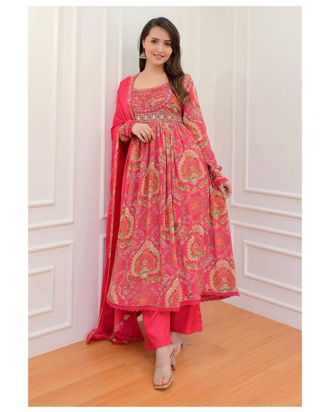 Georgette Kurti pent With Dupatta Set