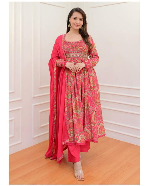 Georgette Kurti pent With Dupatta Set