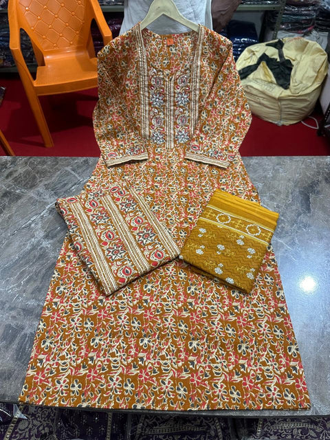 lucknowi chikankari mal mal hand work printed women kurti