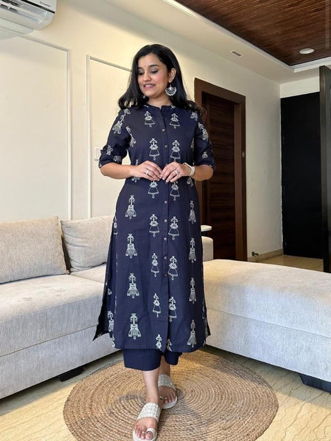 Beautiful cotton kurta with pant suit