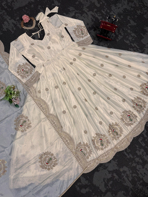 Printed Rayon Blend Stitched Anarkali Gown