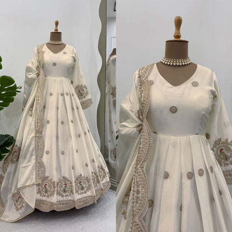 Printed Rayon Blend Stitched Anarkali Gown