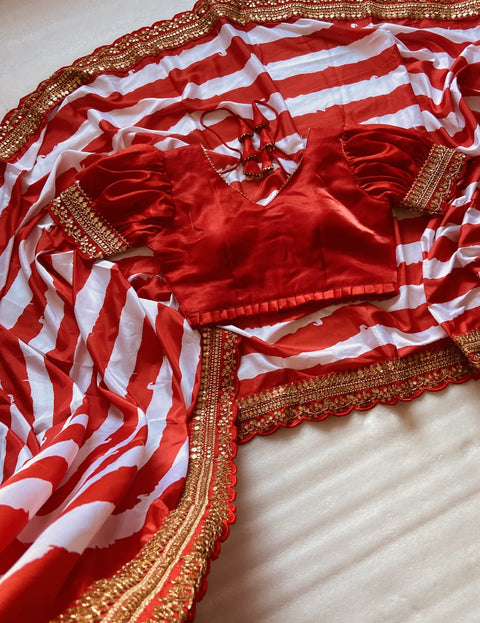 beautiful pure Satin Silk digital Printed Work sarees