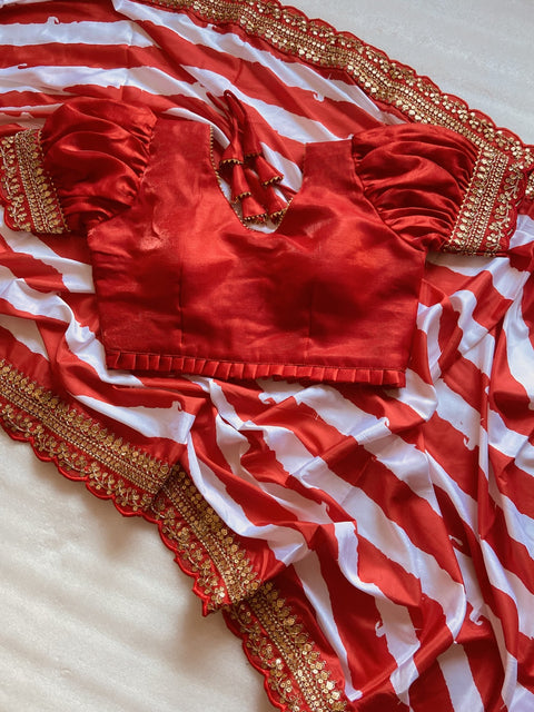 beautiful pure Satin Silk digital Printed Work sarees