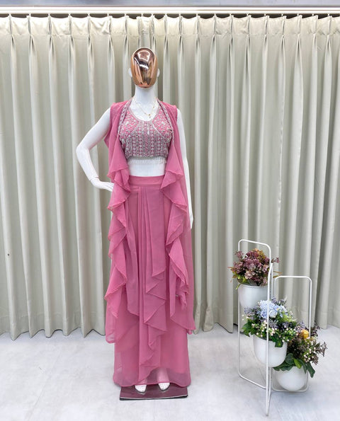 Sharara And Peplum Suit With Mirror Abla Embroidery And Ruffle