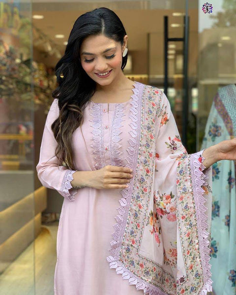 Printed Casual Wear Roman Silk Readymade Straight Suit