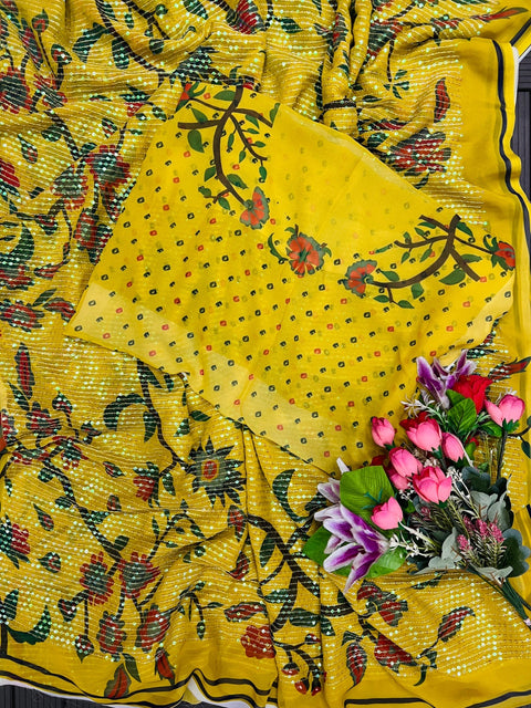 Laxminam Aastha Digital Flower Printed Georgette Saree