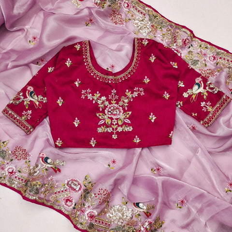 Classic Party Wear Georgette Embroidery Work Saree,