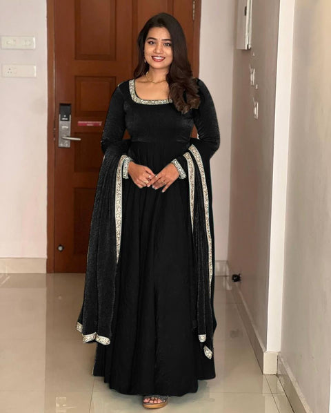 silk anarkali gown with organza dupatta