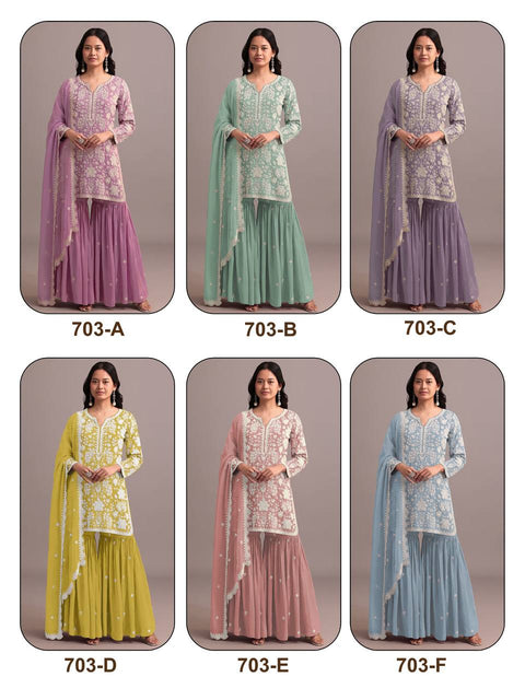 Embroidered Worked Indian Designer Bollywood Sharara Palazzo Suit