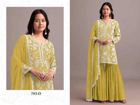 Embroidered Worked Indian Designer Bollywood Sharara Palazzo Suit