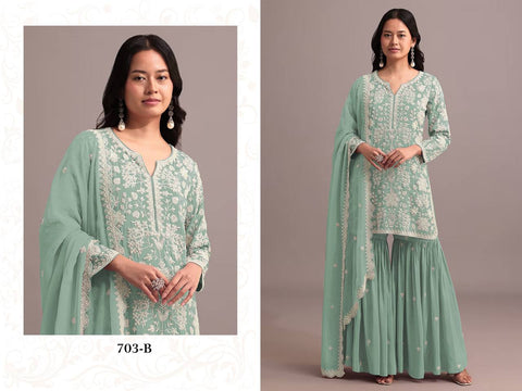 Embroidered Worked Indian Designer Bollywood Sharara Palazzo Suit