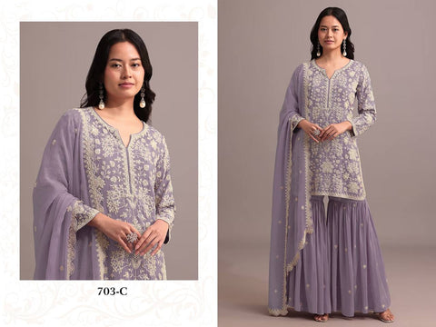 Embroidered Worked Indian Designer Bollywood Sharara Palazzo Suit