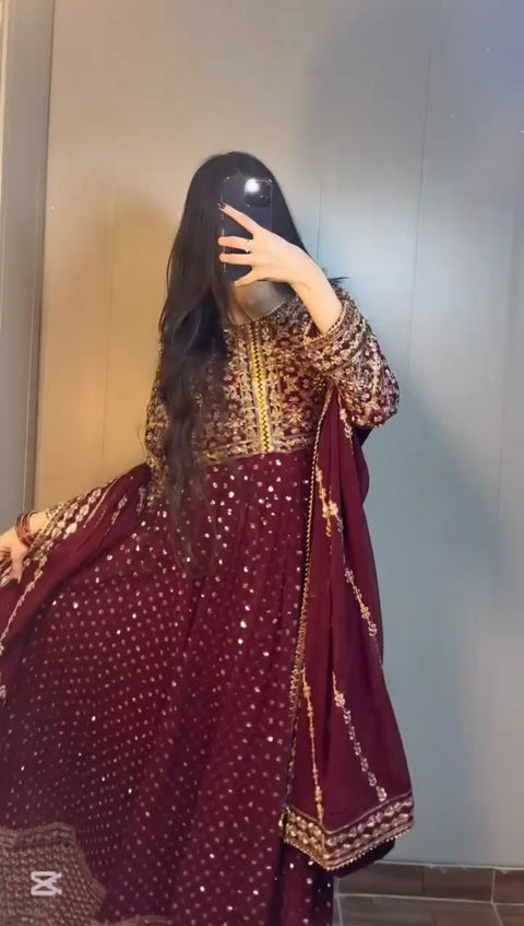 Party Wear Embroidery Work Fancy Suit Anarkali suit
