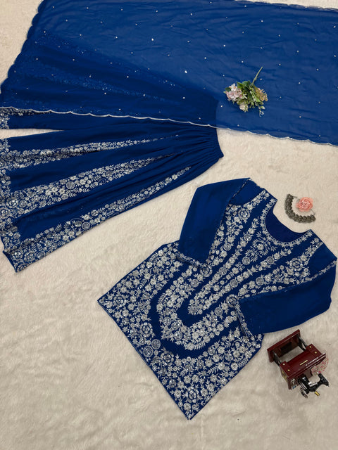 Heavy Chinon Designer Suit with Sharara & Dupatta
