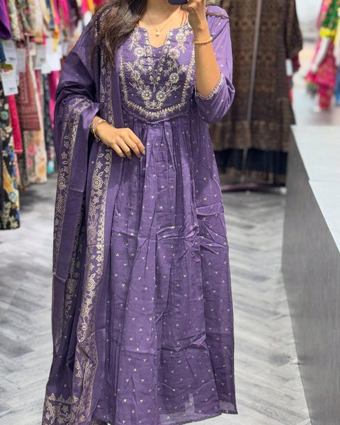cotton round kurti with straight pant and dupatta