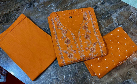 cotton round kurti with straight pant and dupatta