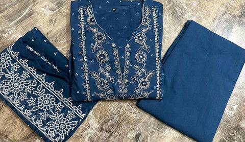 cotton round kurti with straight pant and dupatta