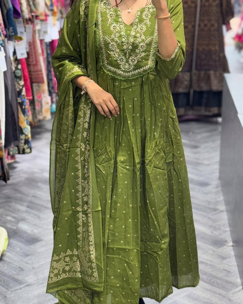 cotton round kurti with straight pant and dupatta