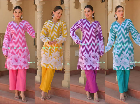 Beautiful Cotton Printed Suit with Gotta Work