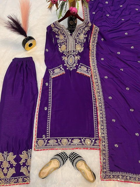 Printed Cotton Straight Suit Set With Dupatta