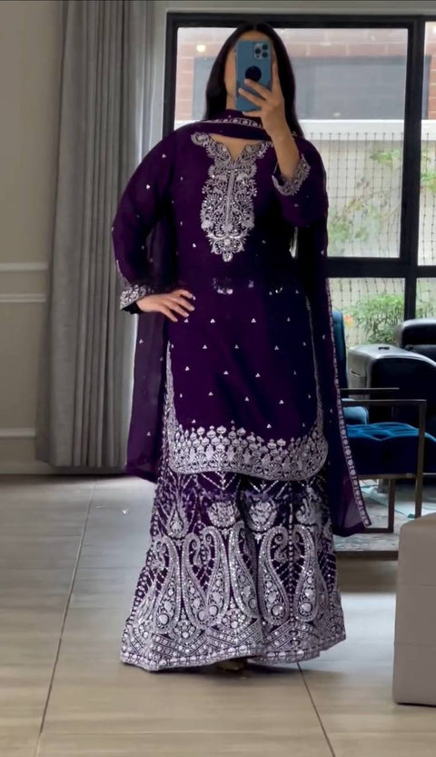 Trendy Party Wear Pakistani Suits With Heavy Embroidered Work