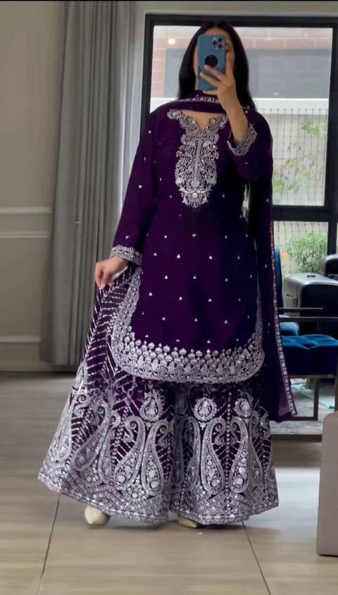 Trendy Party Wear Pakistani Suits With Heavy Embroidered Work
