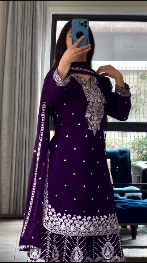 Trendy Party Wear Pakistani Suits With Heavy Embroidered Work