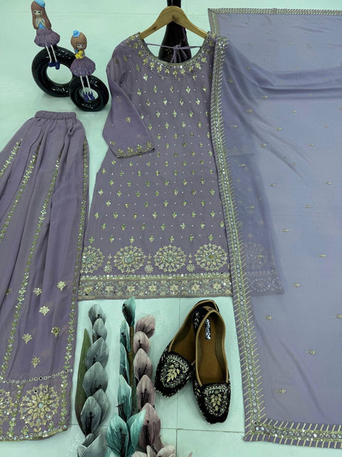 Heavy Faux Georgette with Embroidery Sequence Work