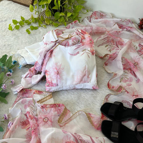 Presenting By New Party Wear Look Organza Taby Silk Gown With Dupatta