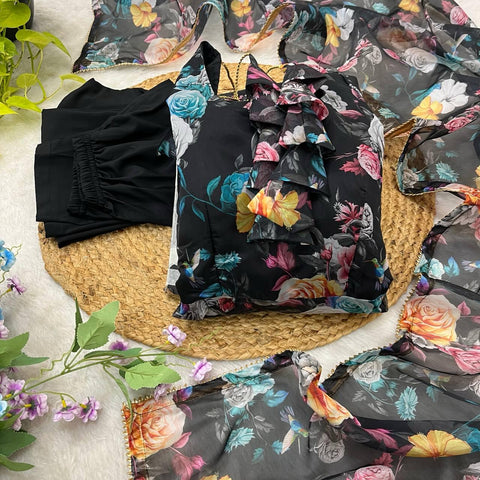 ORGANZA SILK DIGITAL PRINT GOWN