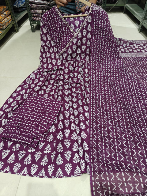 Rayon Aliya Cut Kurti Pant and Dupatta Suit
