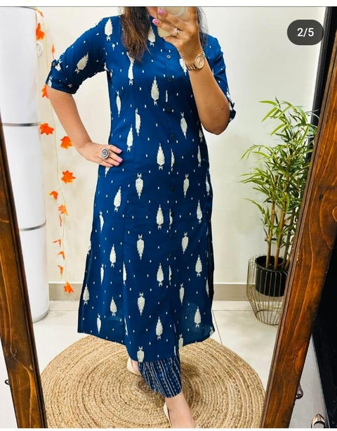 Premium Floral Fine cotton kurti with palazza suit