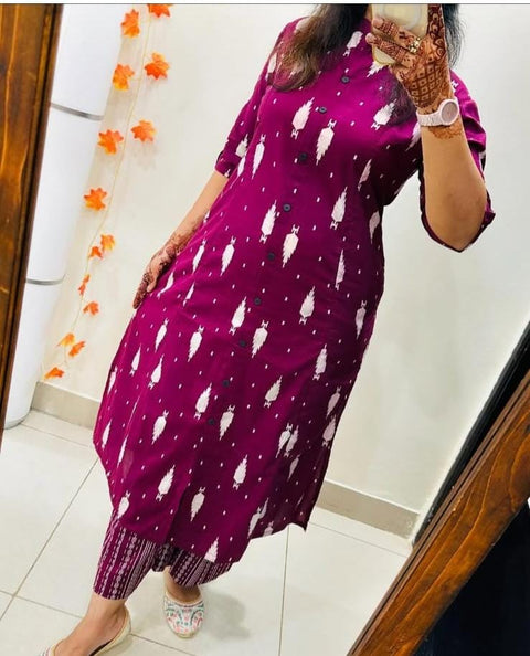 Premium Floral Fine cotton kurti with palazza suit