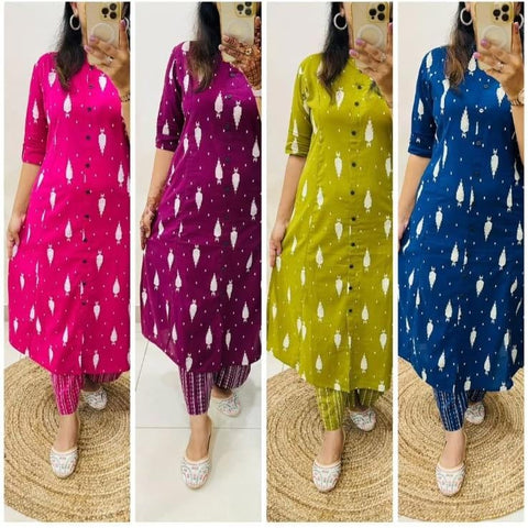 Premium Floral Fine cotton kurti with palazza suit