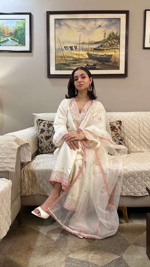 Organza Printed Kurti & sarara  With Dupatta Suit