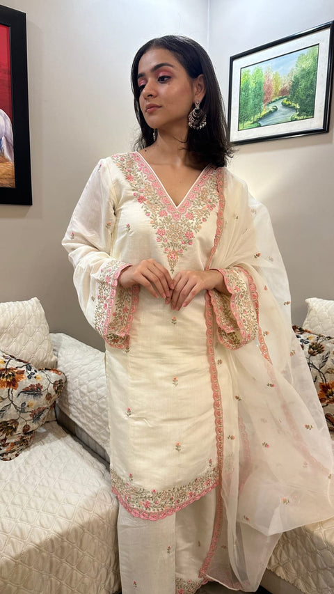 Organza Printed Kurti & sarara  With Dupatta Suit