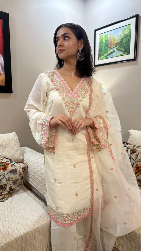 Organza Printed Kurti & sarara  With Dupatta Suit