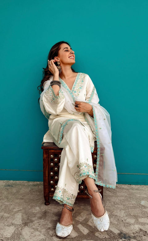 Organza Printed Kurti & sarara  With Dupatta Suit