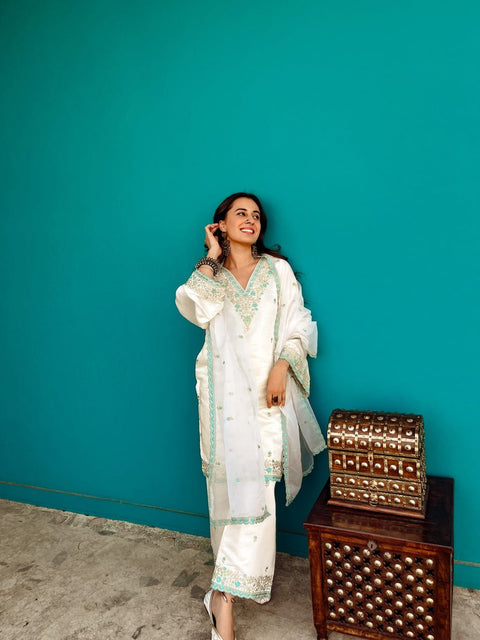 Organza Printed Kurti & sarara  With Dupatta Suit