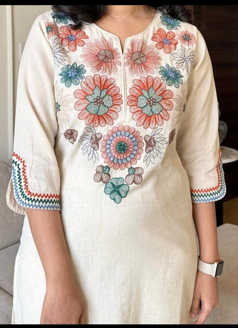 Cotton Embroidered Kurta With Pants – Mridula