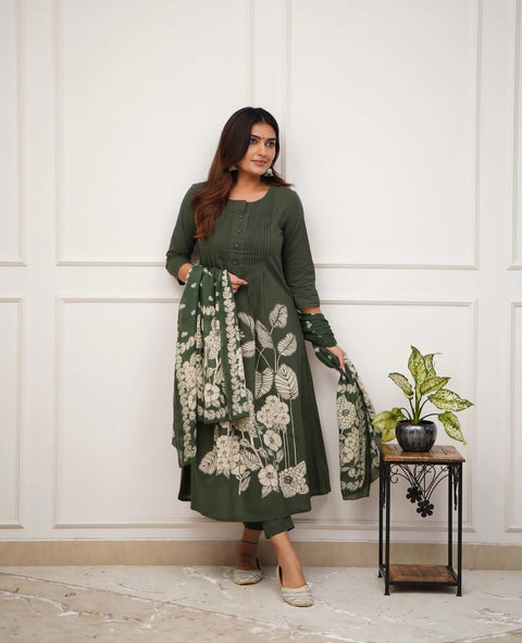 New letest and trendy designer and printed kurti set with dupatta