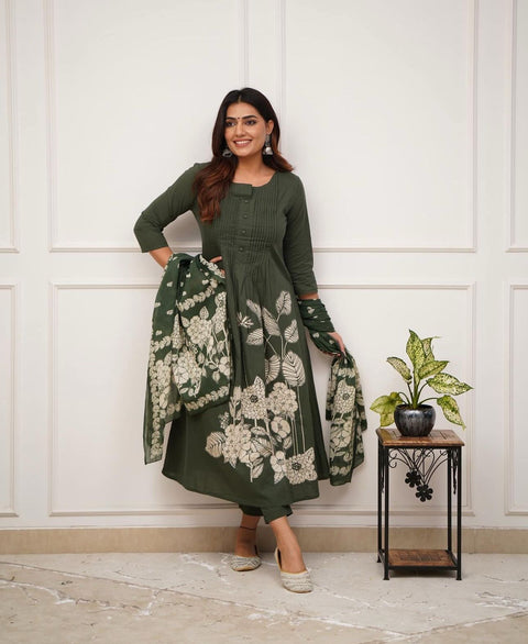 Luxury party wear with heavy embroidery and fully sticked gown suit and dupatta