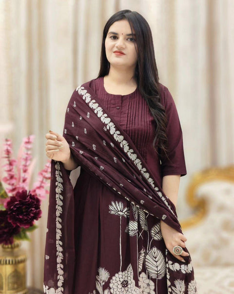 Luxury party wear with heavy embroidery and fully sticked gown suit and dupatta