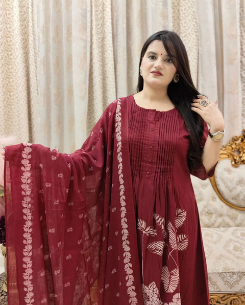 Luxury party wear with heavy embroidery and fully sticked gown suit and dupatta